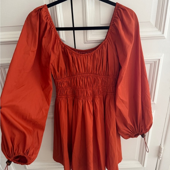 STAUD Vibrant burnt Orange Long Sleeve Dress - Picture 4 of 7